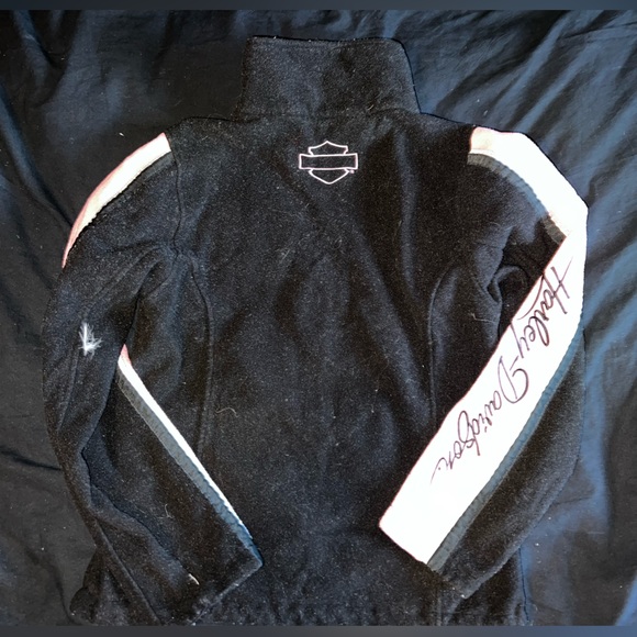 Pink and Black Harley Davidson Fleece Motor Cycle Jacket - Picture 2 of 4